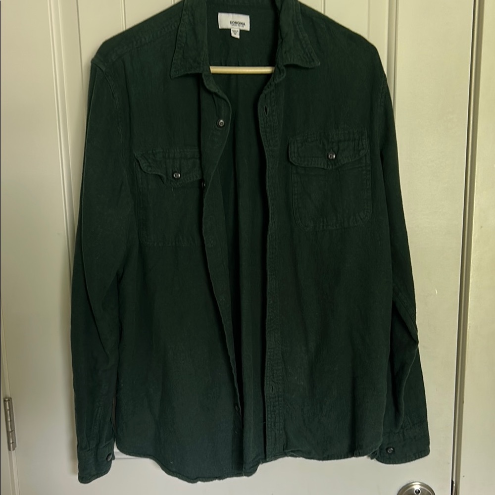 Sonoma Green Lightweight Shirt Jacket Casual Versatile